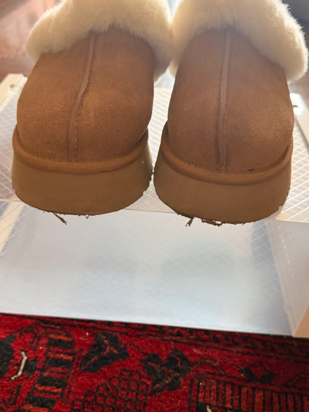 UGG Chestnut Suede Shearling Slip-On Slippers